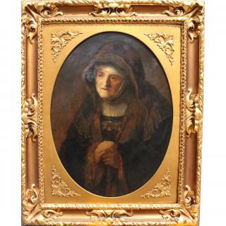 Appraisal: Circle of Rembrandt Fine Antique Portrait of Woman Circle of