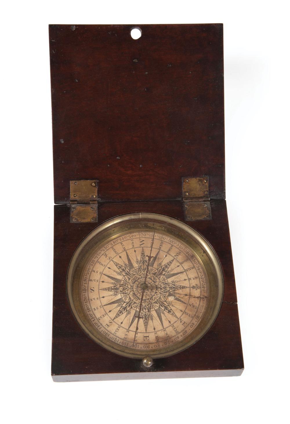 Appraisal: George II Mahogany Cased Field Compass c by Benjamin Cole