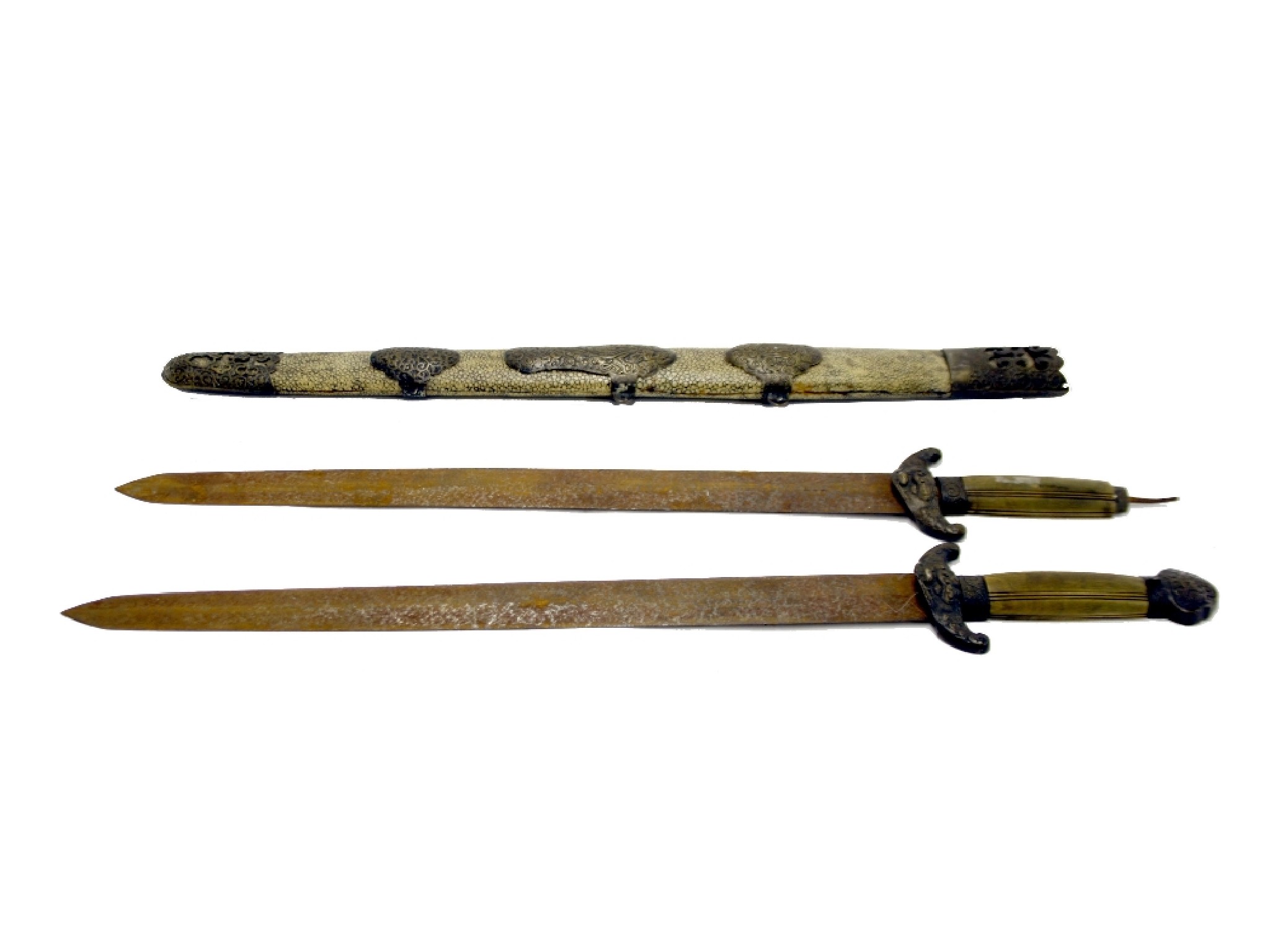 Appraisal: Japanese double dagger two hardwood handled daggers fitted within a