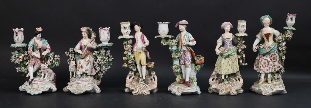 Appraisal: FIGURAL PORCELAIN CANDLESTICKS MEISSEN DERBY figural porcelain candlesticks including a