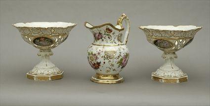 Appraisal: Pair of Paris Porcelain Gilt and Polychrome Decorated Reticulated Baskets