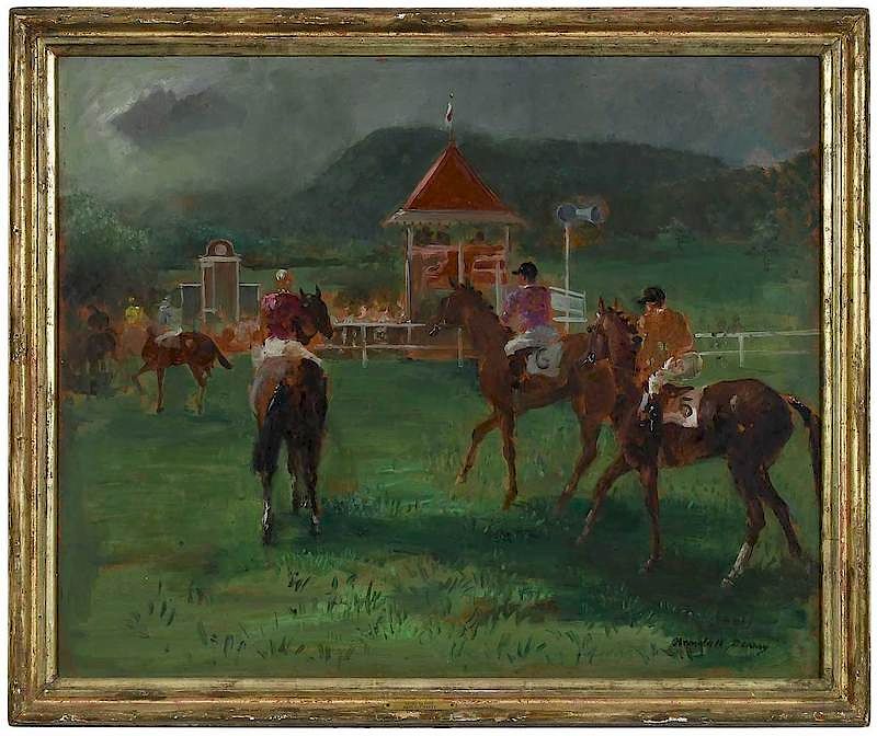 Appraisal: Randall Davey American - Steeplechasers Going to the Post signed