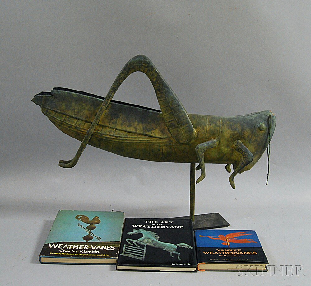 Appraisal: Molded Copper Grasshopper Weathervane and Weathervane Books America first half