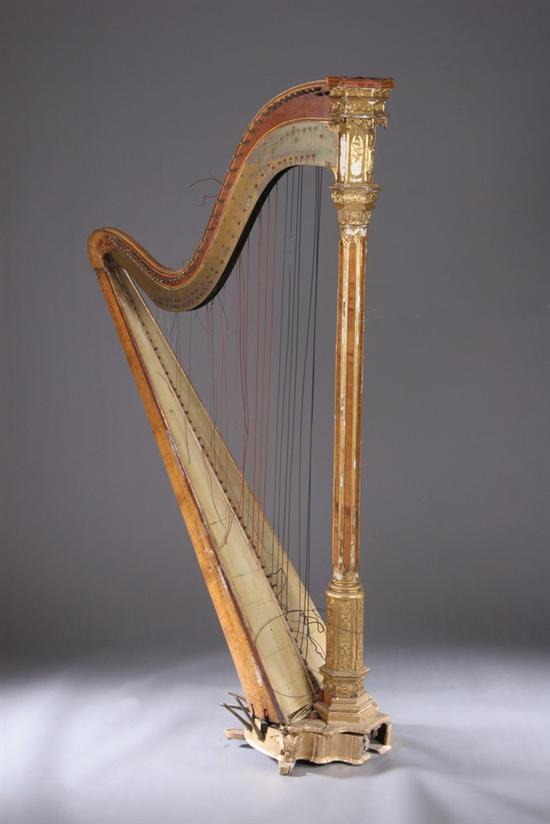 Appraisal: ERARD CARVED GOLD LEAF AND GILTWOOD GRECIAN HARP English mid