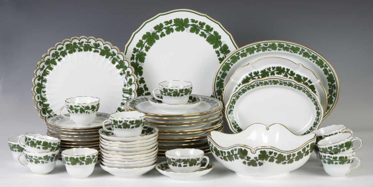 Appraisal: Meissen Set With green grape leaf pattern and gold leaf