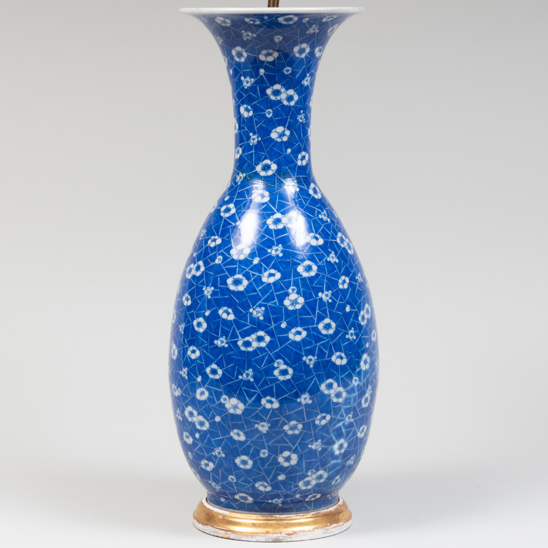 Appraisal: Chinese Blue and White Porcelain Vase Mounted as a Lamp