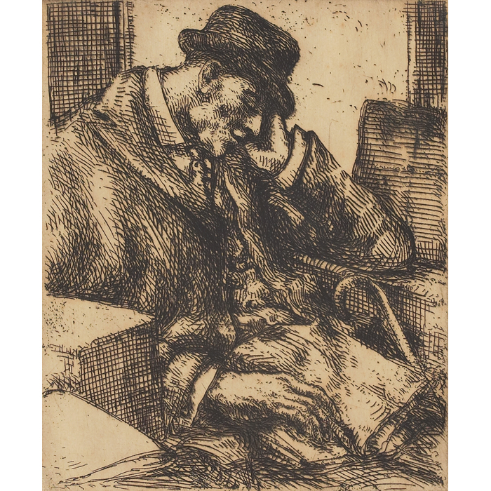 Appraisal: Martin Petersen American - ''Sleeping Commuter '' etching '' x