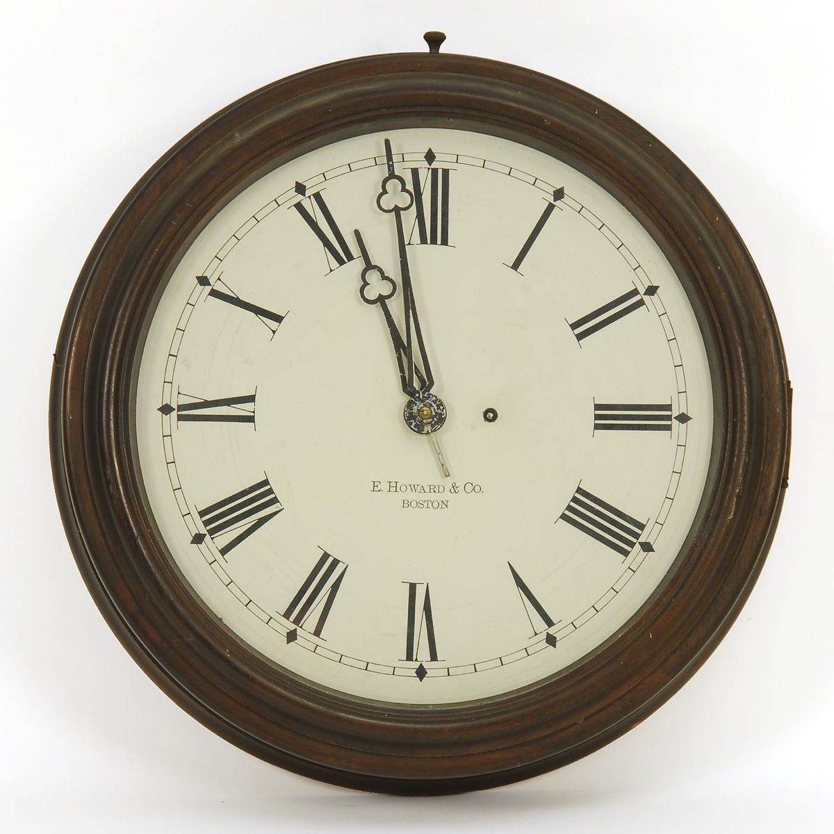 Appraisal: E HOWARD CO WALNUT GALLERY CLOCK With black Roman numerals