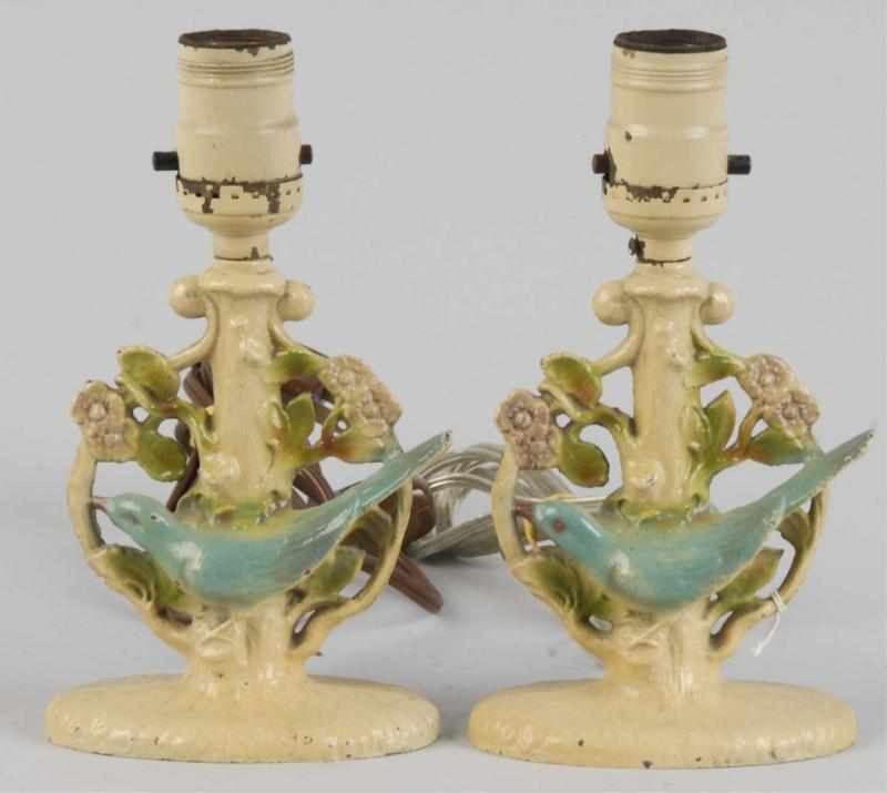 Appraisal: Pair of Cast Iron Blue Bird Lamps Condition Excellent Size