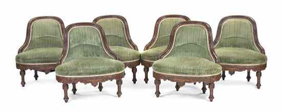 Appraisal: A Set of Six Louis XVI Style Slipper Chairs each