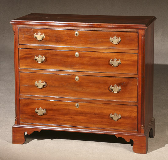 Appraisal: Chippendale Cherry Chest of Drawers Pennsylvania Circa Some cracks to