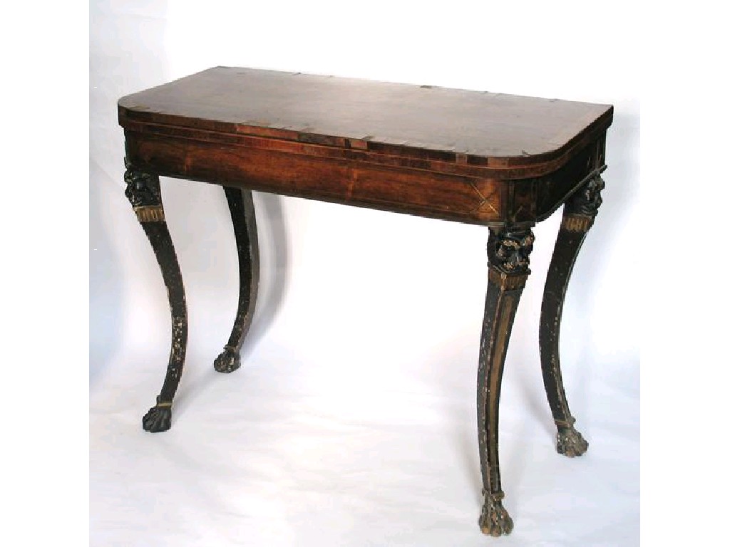 Appraisal: A LATE GEORGE III ROSEWOOD CARD TABLE in the manner