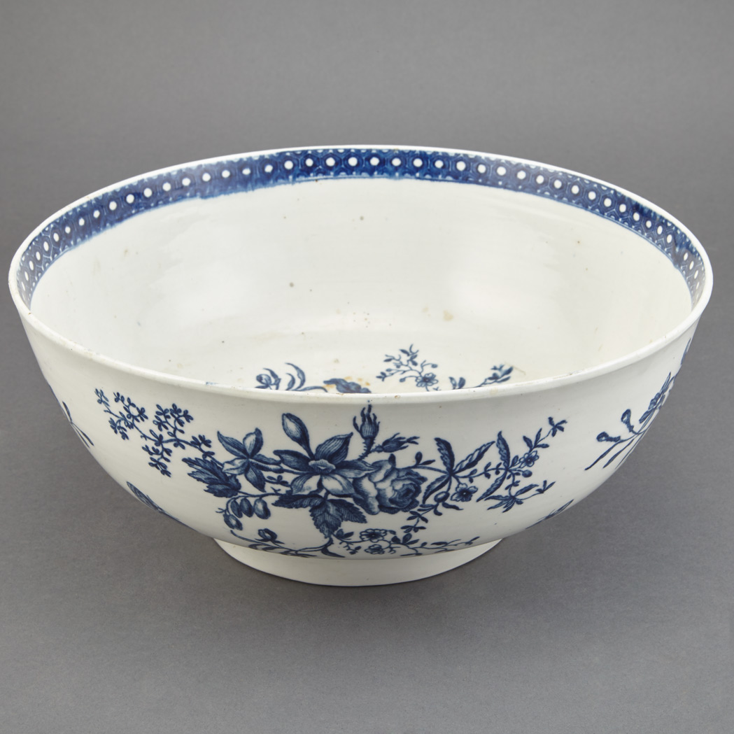 Appraisal: Worcester Blue and White Porcelain Punch Bowl Second half of