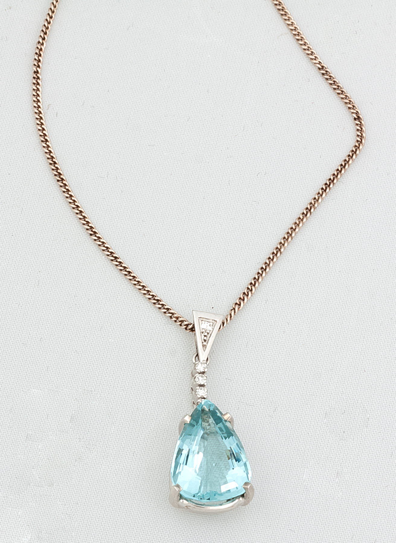 Appraisal: Pear Shaped Aqua Necklace with Five Small Diamonds