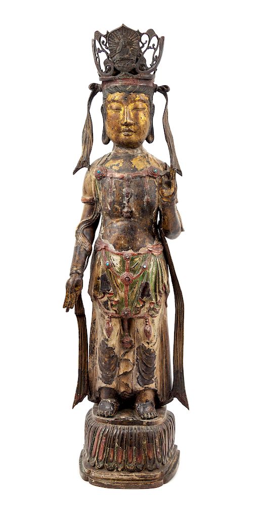 Appraisal: A Korean Painted and Gilt Bronze Figure of a Bodhisattva