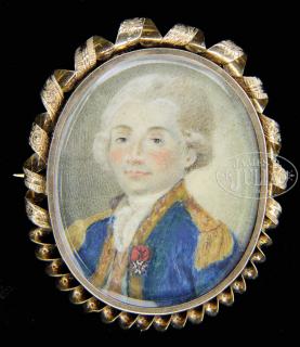 Appraisal: MINIATURE PORTRAIT OF COL WILLIAM DEUX-PONTS ATTRIBUTED TO JOSEPH DUNKERLY