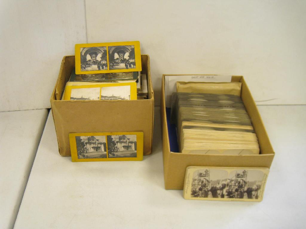 Appraisal: Two boxes of Stereoscopic Slides including the Great War French