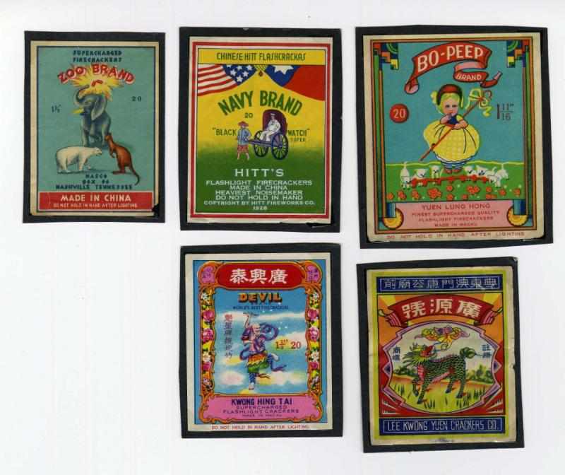 Appraisal: Lot of Firecracker Labels Includes Zoo Navy Bo-Peep Devil and