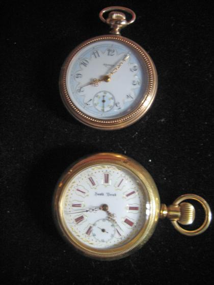 Appraisal: Two yellow gold filled open face pocket watches th century