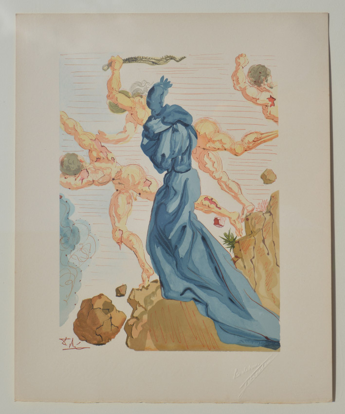 Appraisal: SALVADOR DALI DIVINE COMEDY WOOD ENGRAVING HELL CANTO Sight size