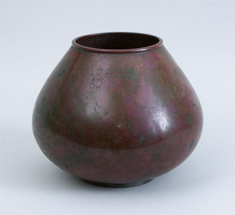 Appraisal: JAPANESE MOTTLED BRONZE VASE Incised with signature x in Ambassador