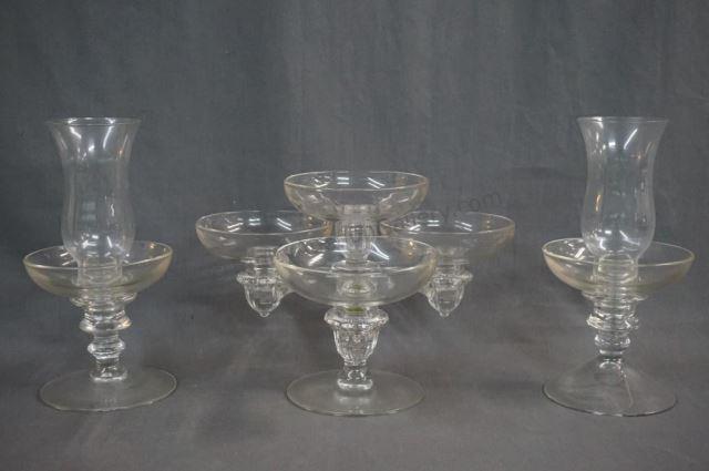 Appraisal: Elegant Glass Centerpiece Wedding Candle Set Mid Century era piece