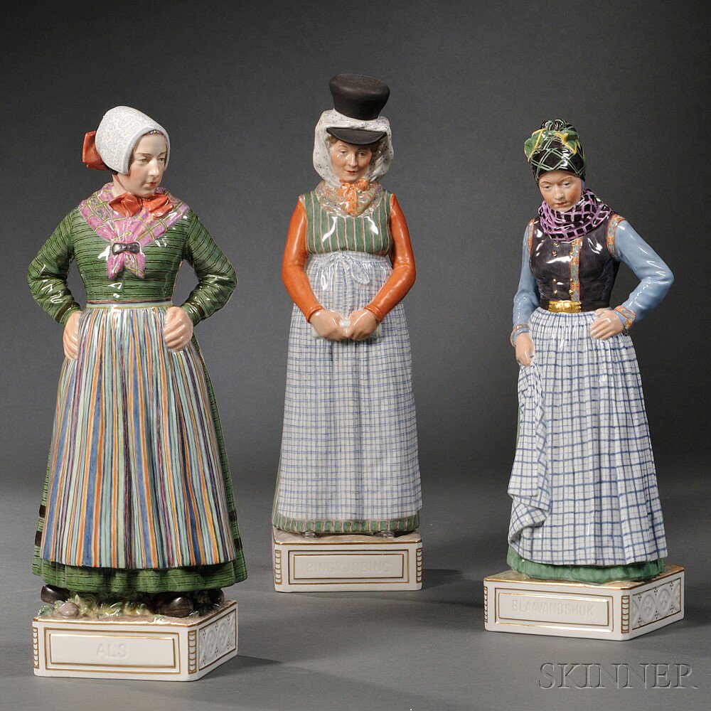 Appraisal: Three Royal Copenhagen Porcelain Figures of Women Denmark th century