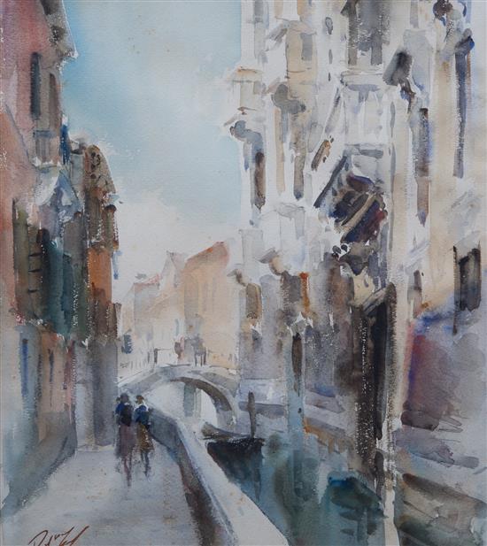 Appraisal: Sale Lot Carlo Ravagnan Italian b Venetian Canal watercolor signed