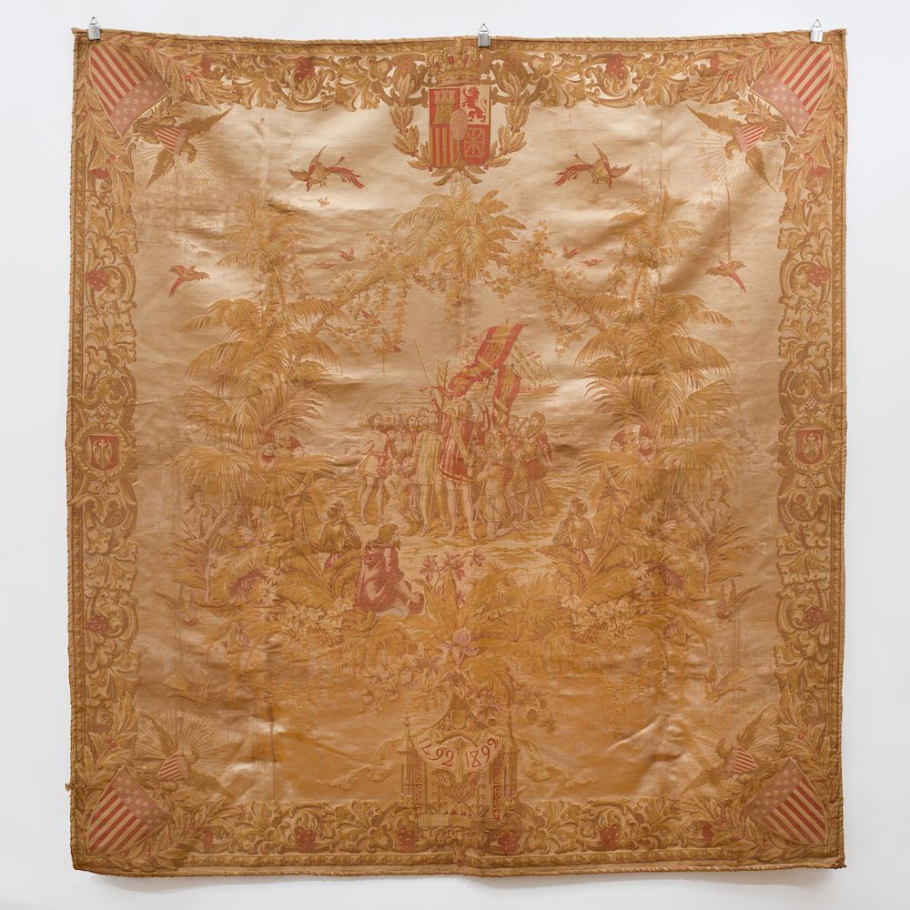 Appraisal: Machine Woven Commemorative Hanging of the Landing of Christopher Columbus