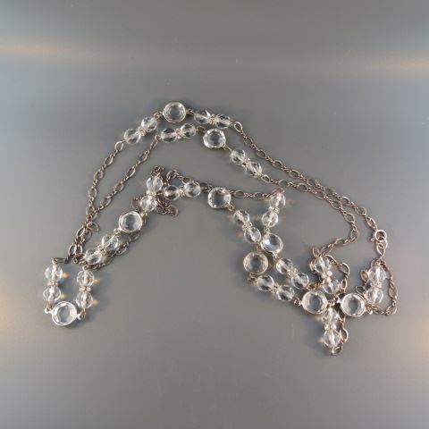 Appraisal: Sterling Silver and Crystal Necklace long deco style