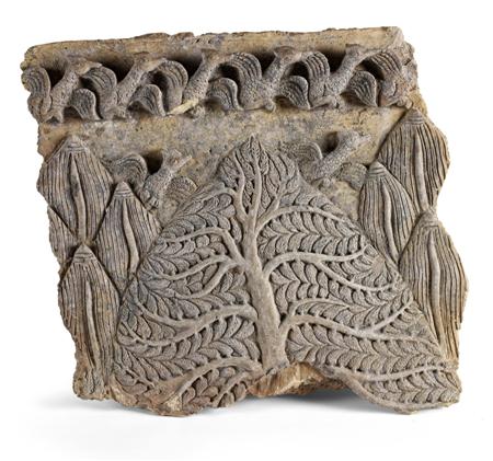 Appraisal: CARVED TERRACOTTA FRAGMENT BALINESE TH CENTURY decorated with a tree