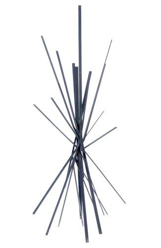 Appraisal: HARRY BALMER Welded and bent iron-strap free-standing sculpture x x