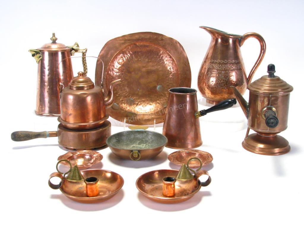 Appraisal: Collection of Copper and Brass Cookware twelve total including copper