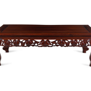 Appraisal: A Chinese Carved Rosewood Low Table th Century Height x