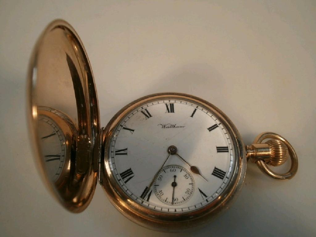 Appraisal: A Waltham gold plated Hunter pocket watch