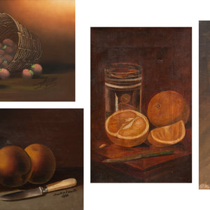 Appraisal: American School th CenturyA Group of Four Fruit Still Lifes