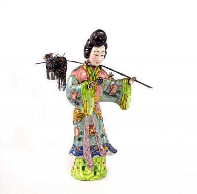 Appraisal: A Chinese export silver and enamel figure of a long