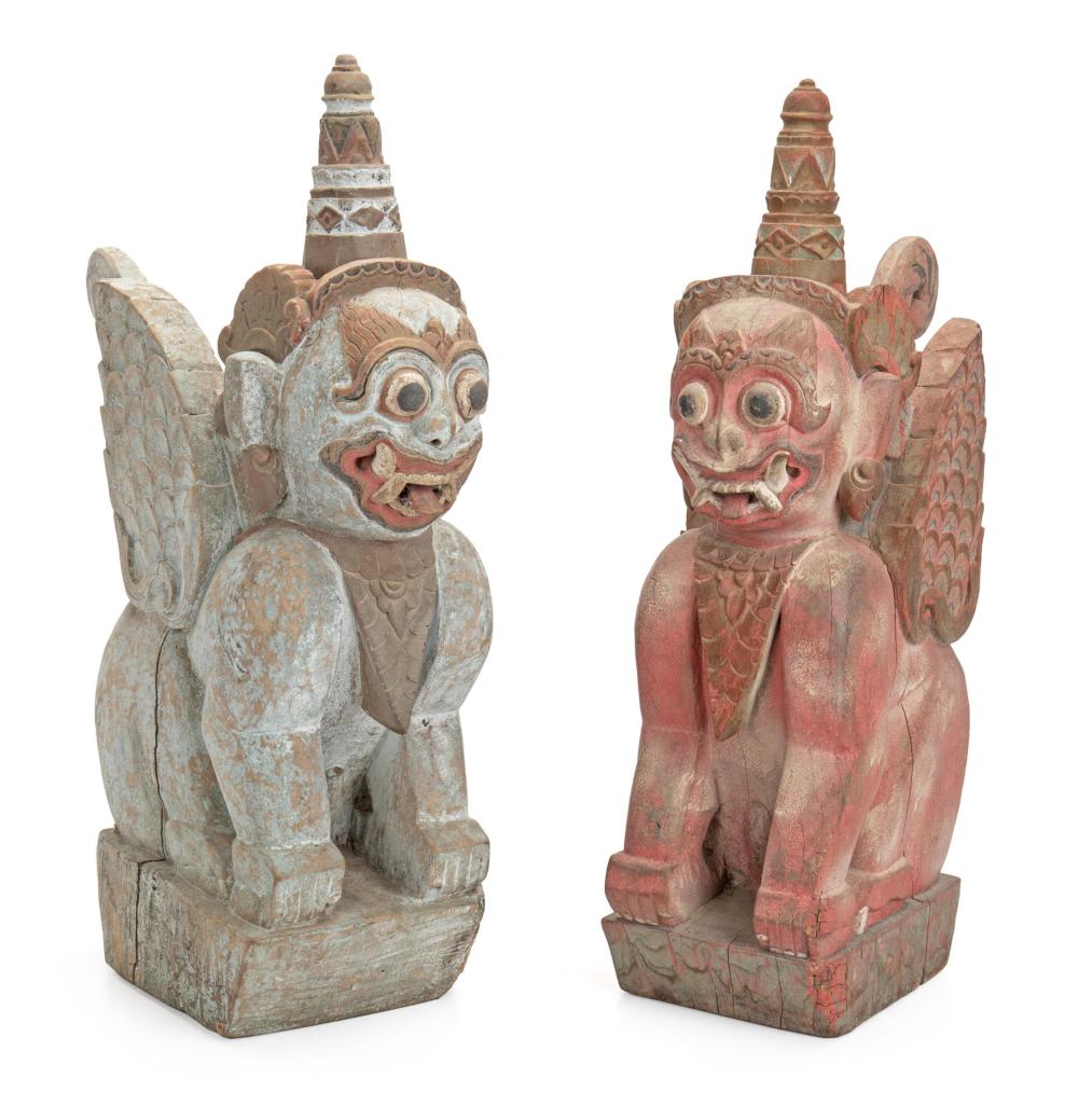 Appraisal: A pair of Indonesian Singa Bersayap temple guardians th Century