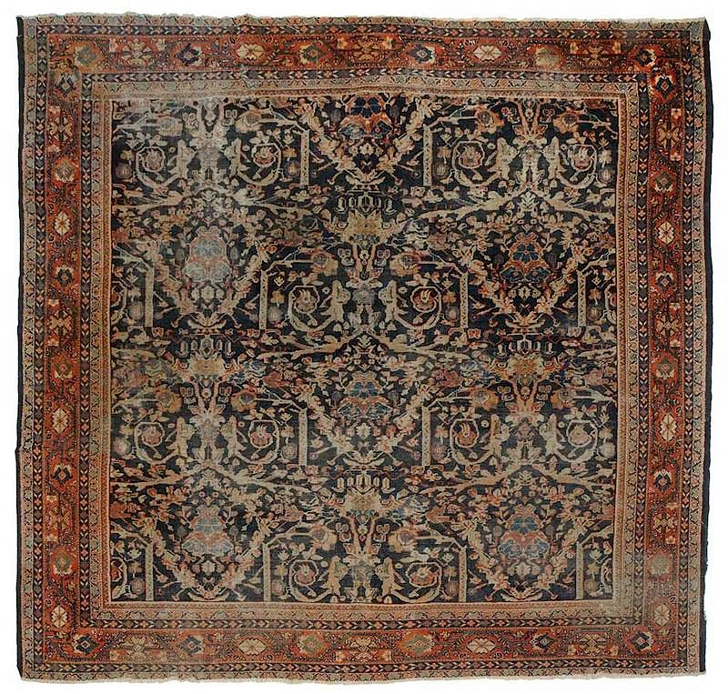 Appraisal: Square Mahal Carpet early mid- th century central panel with