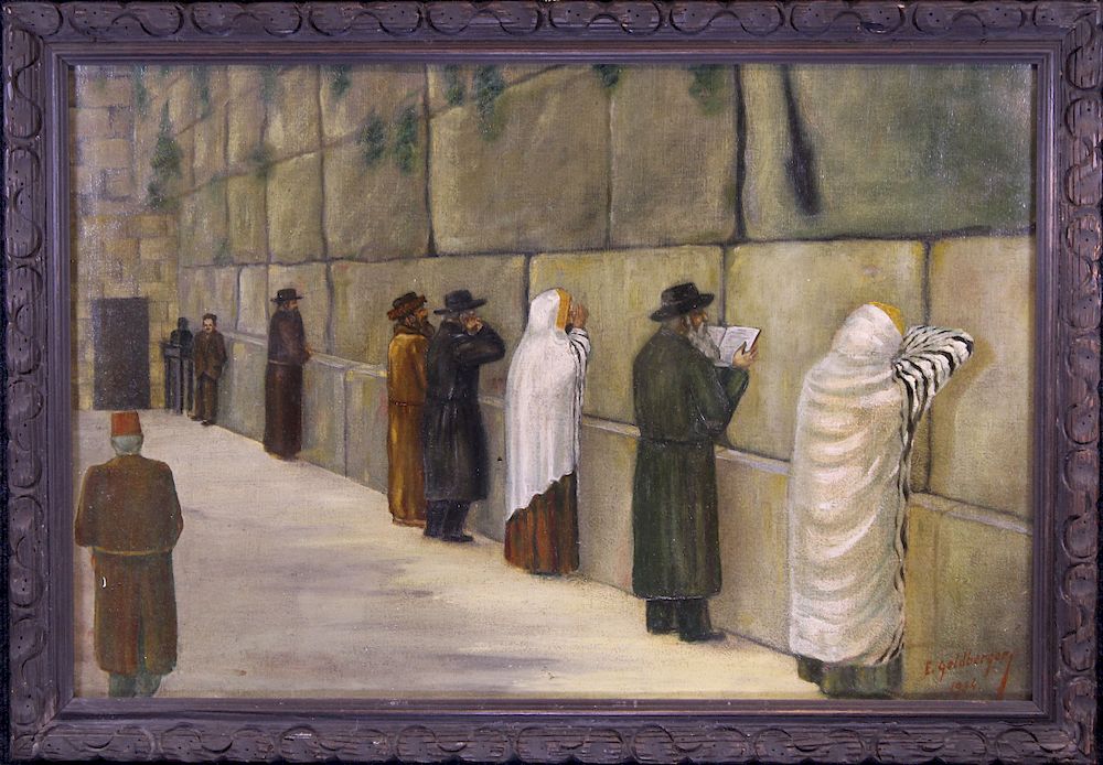 Appraisal: Signed Painting of Wailing Wall Signed Judaica Painting of Wailing