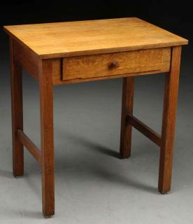 Appraisal: Arts Crafts Writing Desk Desk in quarter sawn oak with