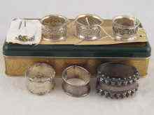 Appraisal: Five napkin rings one AF and a bracelet all hallmarked