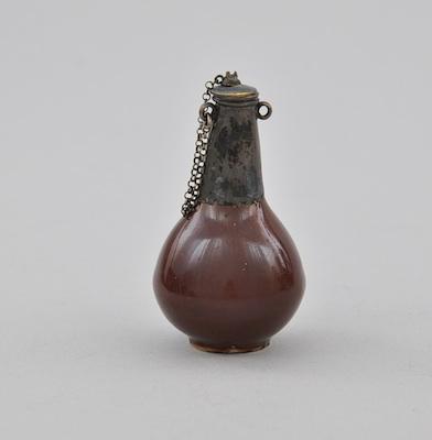 Appraisal: Brown Glazed Porcelain Snuff Bottle Tear drop shaped porcelain snuff