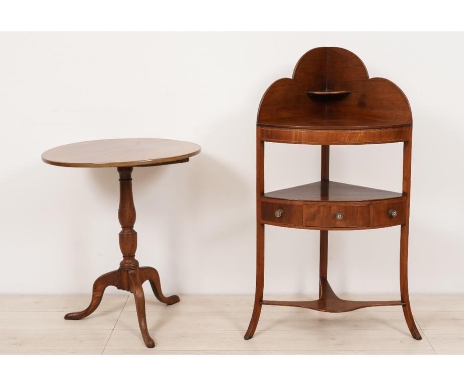 Appraisal: English mahogany corner wash stand h x w x d