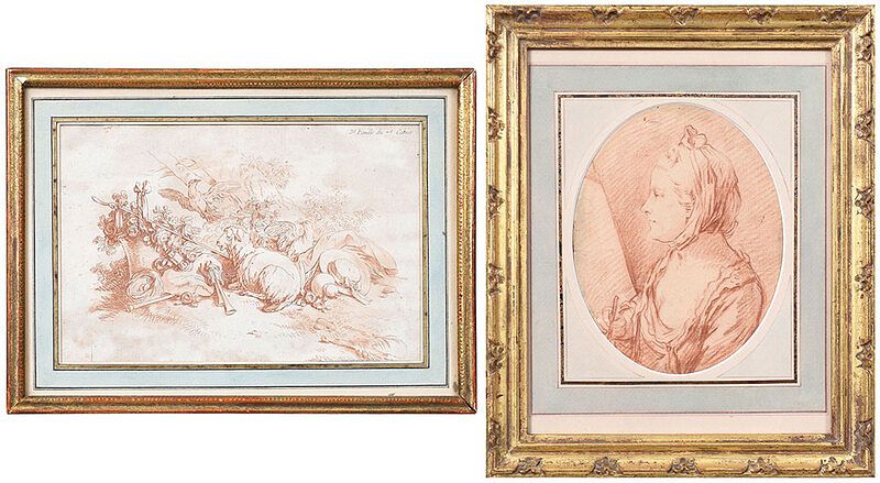 Appraisal: Two French Framed Pictures th century Artist at Her Easel