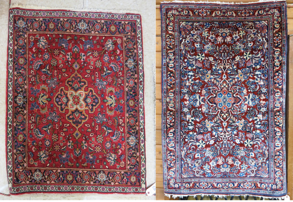 Appraisal: TWO SEMI-ANTIQUE PERSIAN SAROUK AREA RUGS Arak Province northeastern Iran