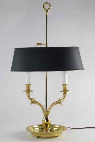 Appraisal: Neo-Classical Style Table Lampadjustable black and white metal shade over