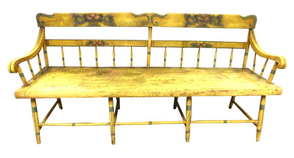 Appraisal: Windsor bench Pennsylvania early th C flat crest with reverse