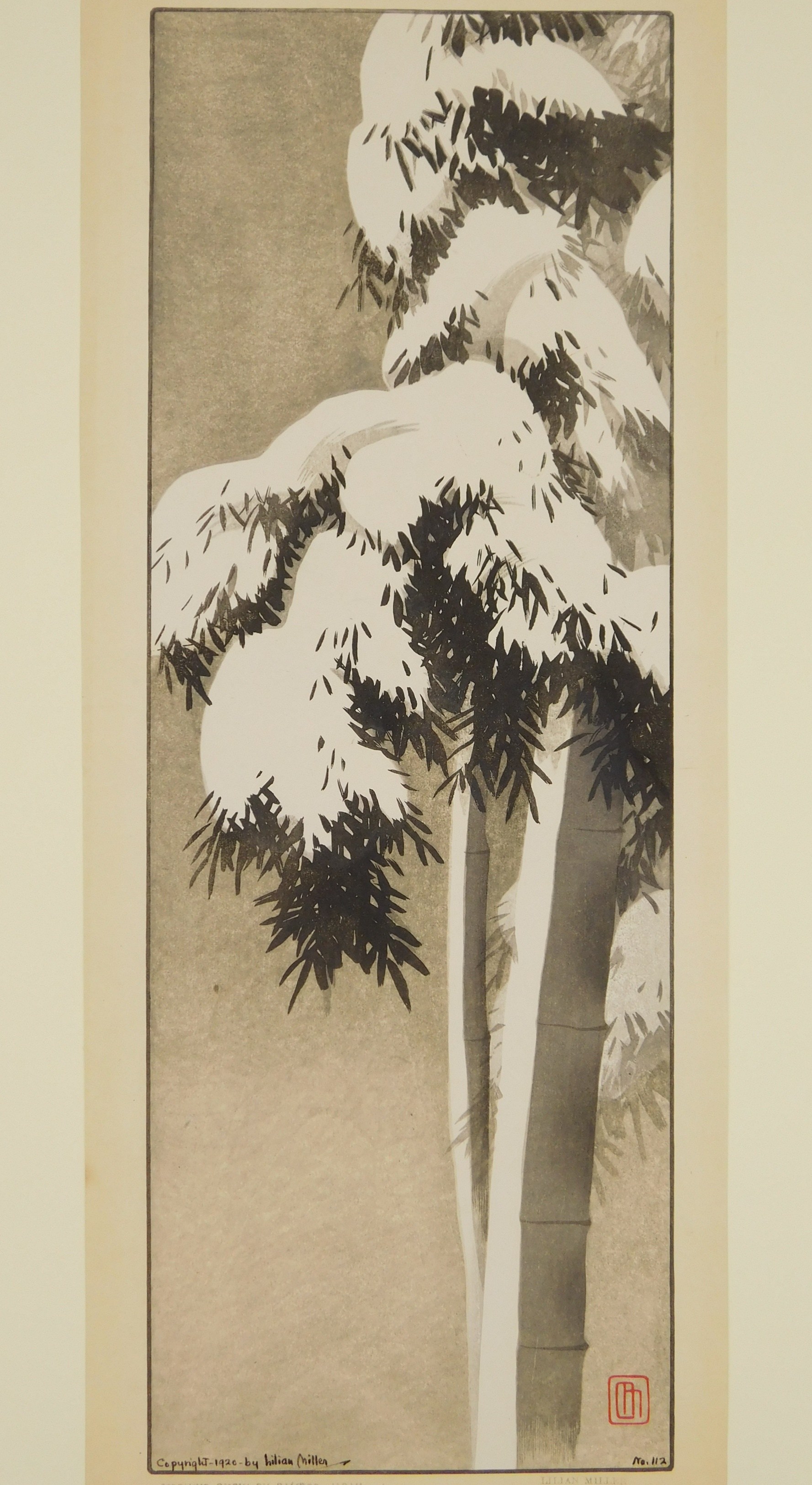 Appraisal: Lillian May Miller - Morning Snow on Bamboo Japan''- woodcut