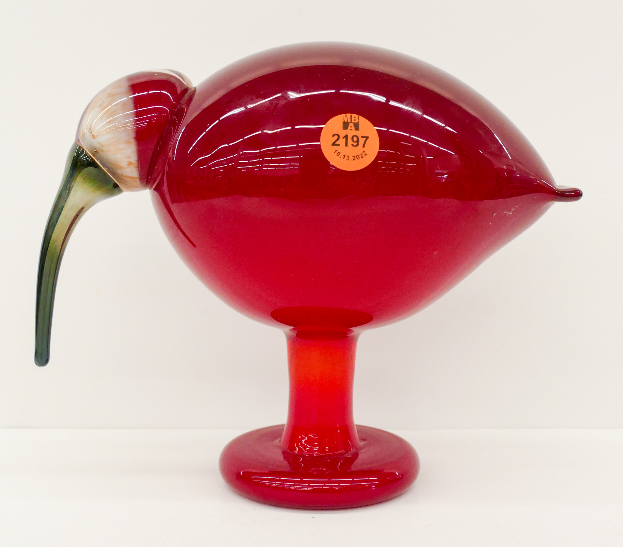 Appraisal: Oiva Toikka ''Red Ibis'' Iittala Nuutajarvi Glass Bird ''